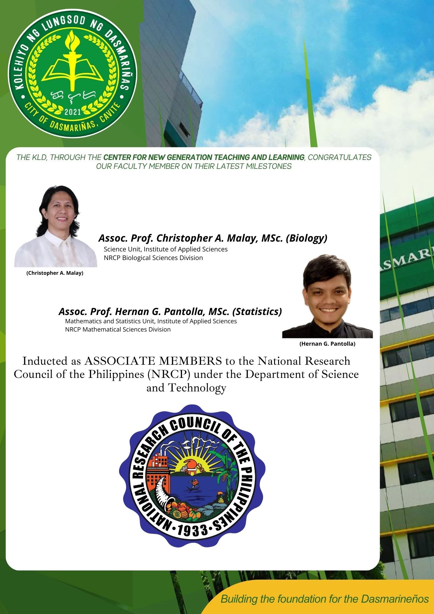 Member of NRCP under DOST